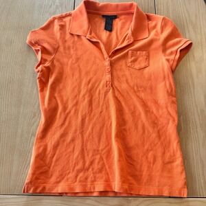 Y2K The Limited Polo Shirt Womens Size M Orange Stretch Preppy Basic Schoolgirl